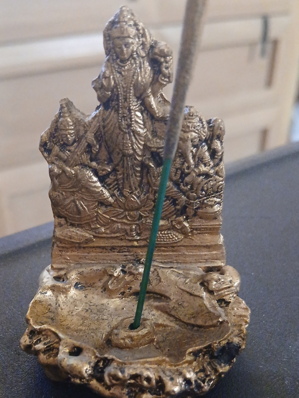 NWOT Golden Religious Statue Incense Holder .